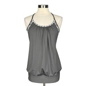 Lululemon Womens No Limits Tank Top Gray Soot Light Twiggy Printed Nimbus size 8